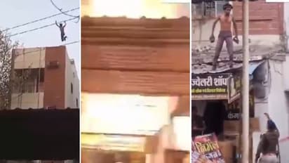 'Power of Desi Alcohol': Man jumps from 3rd floor, survives electrocution; Throws bricks at police (WATCH)