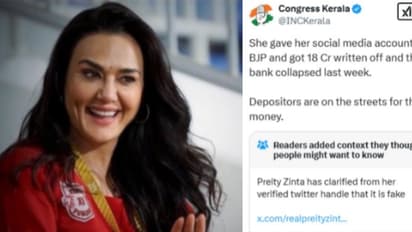 കേരളത്തിലെ കോൺഗ്രസിൻ്റെ എക്സിലെ പോസ്റ്റിനെതിരെ പ്രീതി സിൻ്റ; 'രാഷ്ട്രീയപാർട്ടി പ്രചരിപ്പിച്ചത് വ്യാജ വാർത്ത'