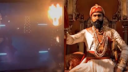 ഛാവയുടെ പ്രദര്‍ശനത്തിനിടെ തിയറ്ററില്‍ തീപിടുത്തം, സ്‍ക്രീനിന്റെ മുകള്‍വശവും കത്തി നശിച്ചു- വീഡിയോ