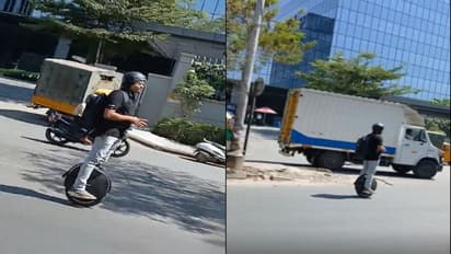 'What is that?!' Bengaluru man's smooth ride on electric unicycle fuels hilarious reactions online (WATCH)
