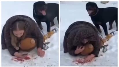 ചോരവീണ മഞ്ഞിൽ അഞ്ച് വയസുകാരനെ നെഞ്ചോട് ചേർത്ത് കിടക്കുന്ന അമ്മ, സമീപത്ത് കലിപൂണ്ട റോഡ്വീലർ; വീഡിയോ വൈറൽ