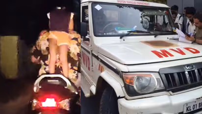 വണ്ടിയോടിക്കുന്ന ആളിന്റെ കഴുത്തില് മാത്രം കുഞ്ഞു കൈകള്; ആലപ്പുഴയില് അപകട യാത്ര നടത്തിയതിനെതിരെ നടപടി