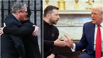 അവിടെ ആക്രോശം, ഇവിടെ ആലിംഗനം! ട്രംപുമായുള്ള കൂടിക്കാഴ്ചക്ക് ശേഷമെത്തിയ സെലൻസ്കിക്ക് ബ്രിട്ടനിൽ വൻ വരവേൽപ്പ്