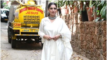 Raveena Tandon spotted in stunning white traditional suit, exuding elegance [Photos]