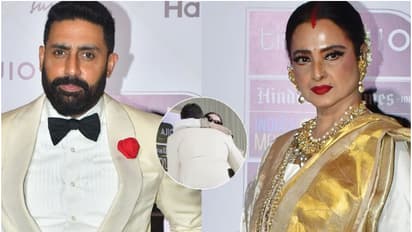 WATCH - Rekha, Abhishek Bachchan share warm hug at Mumbai award function; video goes VIRAL