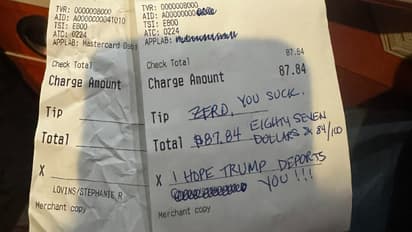 "Hope Trump deports you": US realtor loses job after leaving racist message for waiter on restaurant receipt