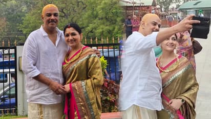 పెళ్లి రోజున గుండు చేయించుకున్న ఖుష్బూ భర్త, గుడిలో 25వ మ్యారేజ్ యానివర్సరీ సెలబ్రేషన్స్ 