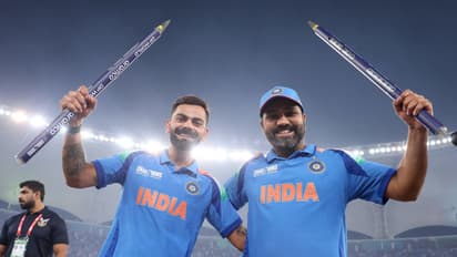 India lift 3rd Champions Trophy: Rohit Sharma, Virat Kohli playing dandiya with stumps wins hearts (WATCH)