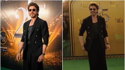 (PHOTOS) IIFA 2025: Shah Rukh Khan greets fans with his signature 'adaab'; looks dapper in all-black ensemble