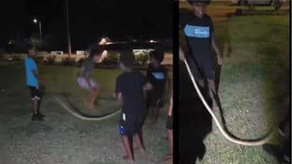 ಹೆಬ್ಬಾವು ಹಿಡಿದು ಸ್ಕಿಪ್ಪಿಂಗ್ ಆಟವಾಡಿದ ಮಕ್ಕಳು! ಆಘಾತಕಾರಿ ದೃಶ್ಯ ವೈರಲ್ ಬೆನ್ನಲ್ಲೇ ತನಿಖೆಗೆ ಆದೇಶ!