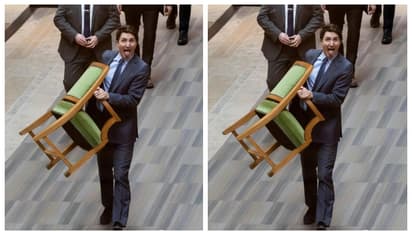 നാക്ക് നീട്ടി, കസേരയും തൂക്കി നടക്കുന്ന ട്രൂഡോ; ട്രംപിന് നേരെ എറിയാന്‍ തിടുക്കമായെന്ന് സോഷ്യല്‍ മീഡിയ കുറിപ്പ്