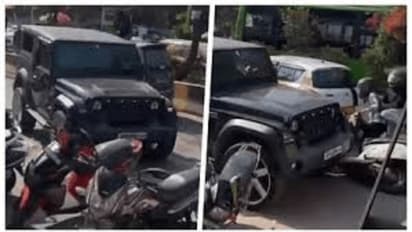 Chaos, crowd runs for life as Thar driver goes on rampage in Noida, rams vehicles (WATCH)