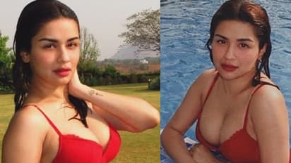 (PHOTOS) Avneet Kaur trolled for poolside photoshoot in red swimsuit