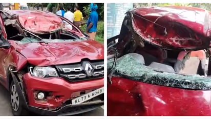 നിയന്ത്രണം വിട്ട കാർ പഞ്ചായത്തോഫീസിലേക്ക് ഇടിച്ചുകയറി അപകടം; ദമ്പതികളെ പുറത്തെടുത്തത് കാർ വെട്ടിപ്പൊളിച്ച്