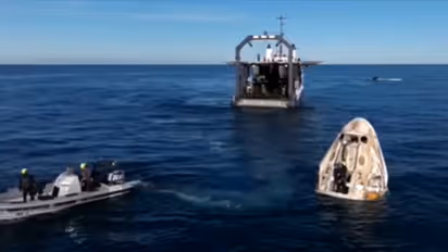 ക്രൂ-9 ഡ്രാഗണ്‍ പേടകം കടലിൽ നിന്നും വീണ്ടെടുത്ത് കരയിൽ എത്തിച്ചത് എംവി മേഗൻ; കപ്പലിനൊരു കഥയുണ്ട് 