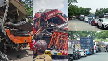 ഇരുമ്പനത്ത് ബസും ടാങ്കർ ലോറിയും കൂട്ടിയിടിച്ച് അപകടം: കളമശേരി പാതയിൽ 5 കിലോമീറ്ററോളം വൻ ഗതാഗത കുരുക്ക്