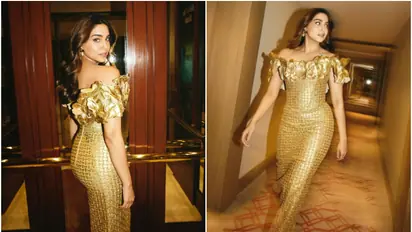 (PHOTOS) Sharvari Wagh shines in a golden off-shoulder gown