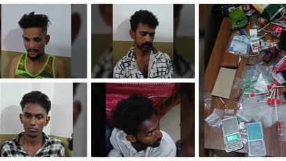 കുഞ്ഞ് ജനിച്ച ആഘോഷത്തിന് ലഹരി പാർട്ടി, എംഡിഎംഎയും കഞ്ചാവും സിറിഞ്ചും പിടിച്ചെടുത്തു; 4 പേർ പിടിയിൽ