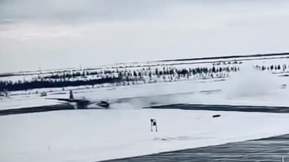 Cargo plane skids off runway in Russia after landing gear collapse, all crew survive; WATCH dramatic videos