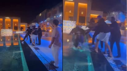 ಮುಂಬೈ ಇಂಡಿಯನ್ಸ್ ಅಡ್ಮಿನ್ನ ಈಜುಕೊಳಕ್ಕೆ ಎಸೆದ ರೋಹಿತ್ ಶರ್ಮಾ ಗ್ಯಾಂಗ್, ವಿಡಿಯೋ