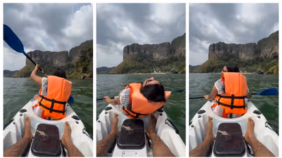 'സോറി പറ'; നടുക്കടലിൽ വച്ച് കയാക്കിംഗ് ചെയ്യുന്നതിനിടെ ഭാര്യയോട് ആവശ്യം ഉന്നയിച്ച് ഭർത്താവ്, വീഡിയോ വൈറൽ