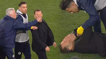 Mourinho pinches Galatasaray boss Buruk's nose in feisty Istanbul derby; will he face another ban? (WATCH)