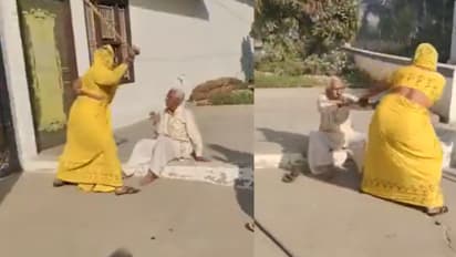 up crime woman beats father in law viral video domestic violence property dispute fir