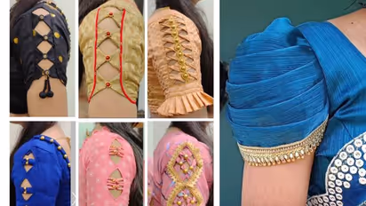 fancy design in half blouse sleeve