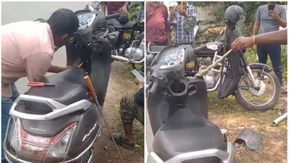 സ്കൂട്ടറിൽ അസാധാരണമായൊരു അനക്കവും തണുപ്പും; കളക്ടറേറ്റ് ജീവനക്കാരി വണ്ടിയിൽ നിന്ന് വീണു, സ്കൂട്ടറിൽ പാമ്പ്