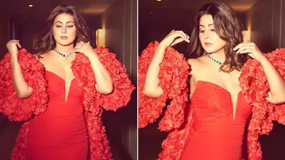 PHOTOS: Hina Khan's red gown with deep neck turns heads online