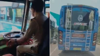 ഡ്രൈവര്‍ക്കും കണ്ടക്ടര്‍ക്കും ലൈസന്‍സില്ല; യാത്രക്കാര്‍ വഴിയിൽ കുടുങ്ങി, അനുശ്രീ ബസിന്‍റെ വളയം പിടിച്ച് എഎംവിഐ
