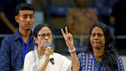 CM Mamata Banerjee meets affected teachers at Netaji Indoor Stadium