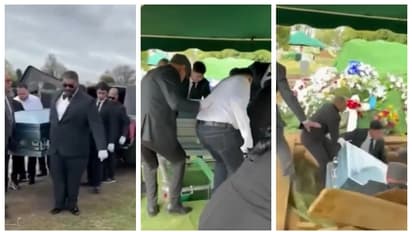 അച്ഛന്റെ ശവസംസ്കാരത്തിനിടെ ശവമഞ്ചത്തോടൊപ്പം കുടുംബം ഒന്നാകെ ശവക്കുഴിയിലേക്ക്; വീഡിയോ വൈറൽ