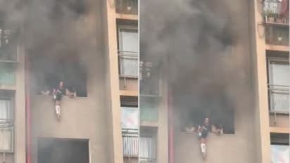 ಅಪಾರ್ಟ್ಮೆಂಟ್ನಲ್ಲಿ ಬೆಂಕಿ: ಮಕ್ಕಳ ರಕ್ಷಿಸಲು ತಾಯಿಯ ಸಾಹಸ