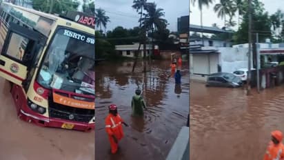 എന്തുവായിത്! സ്കൂട്ട‌ർ മുതൽ കെഎസ്ആർടിസി ബസ് വരെ മുങ്ങി; കൊല്ലത്ത് ദേശീയ പാതയിൽ വെള്ളക്കെട്ട്