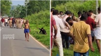 പൊലീസ് ജീപ്പടക്കം 5 വാഹനങ്ങൾ അരിവാളും ചുറ്റികയും കൊണ്ട് അടിച്ചു തകർത്ത് അച്ഛനും മകനും; സാഹസികമായി കീഴടക്കി