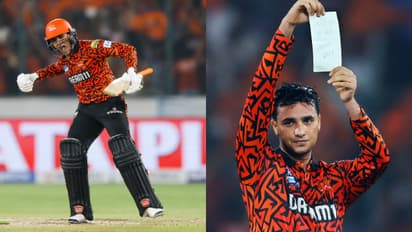 ഓറഞ്ച് ആര്‍മിക്ക് സമ്മാനം; സെഞ്ചുറിക്ക് പിന്നാലെ കീശയില്‍ നിന്ന് വെള്ള പേപ്പര്‍ എടുത്തുകാട്ടി അഭിഷേക് ശര്‍മ്മ