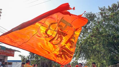 Bajrang Dal and Vishva Hindu Parishad supporters during a religious procession on the occasion of 'Hanuman Jayanti'