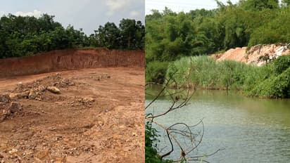 അധികൃതർ നോക്കുകുത്തി; ഒരനുമതിയുമില്ല, വിളവൂർക്കലിൽ കുന്നിടിച്ച് മണ്ണ് കടത്തൽ, കരമനയാറിന്റെ തീരം നികത്തുന്നു