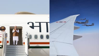 സൗദിയുടെ ആകാശത്ത് മോദിക്ക് രാജകീയ വരവേൽപ്പ്, അകമ്പടിയായി റോയൽ എയർഫോഴ്സ് യുദ്ധവിമാനങ്ങൾ, വീഡിയോ