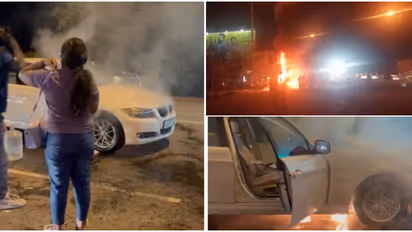 വീഡിയോ, പാലിയേക്കരയിൽ ടോൾ കൊടുത്ത് മുന്നോട്ടെടുത്ത ബിഎംഡബ്ല്യു, പൊടുന്നനെ ഒരു സ്പാർക്ക്; അപ്പാടെ കത്തി നശിച്ചു