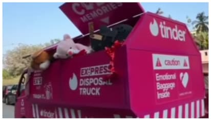 'പ്രണയ വിഴുപ്പുകൾ' എടുത്തെറിയൂ; എക്സ്-പ്രസ് ഡിസ്പോസൽ ട്രക്കുമായി ടിന്‍ഡർ 