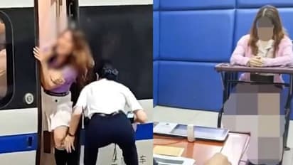 ട്രെയിനിന്റെ വാതിൽ തള്ളിപ്പിടിച്ച് യുവതി, വലിച്ച് അകത്തേക്കിടാൻ നോക്കി ഉദ്യോ​ഗസ്ഥർ, വൈറലായി വീഡിയോ 