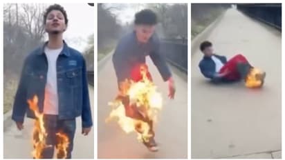 जलती जींस-गाना गाता युवक...म्यूजिक वीडियो का खतरनाक स्टंट