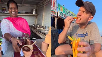 മഡ് കോഫിക്ക് പത്തിൽ പത്ത്, പച്ചമാങ്ങ കടിച്ചതും തുപ്പിക്കളഞ്ഞു; വിദേശി യുവാവിന്റെ ഇന്ത്യൻ ഭക്ഷണപരീക്ഷണം