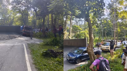 കാറും ടിപ്പർ ലോറിയും കൂട്ടിയിടിച്ച് അപകടം, ദേശീയപാതയിൽ ഗതാഗത തടസ്സപ്പെട്ടു