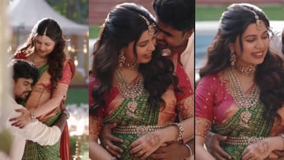  'ദി ഗ്രാന്‍ഡ് വളകാപ്പ്' പച്ചപ്പട്ടില്‍ സുന്ദരിയായി  ദിയ; ആഘോഷിച്ച് കുടുംബം