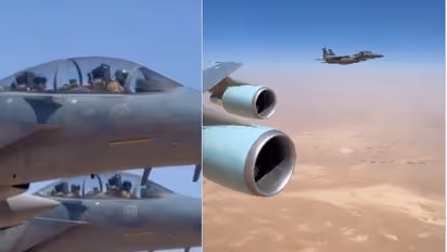 സൗദിയുടെ ആകാശത്ത് ട്രംപിന് റോയൽ എസ്കോർട്ട്! അകമ്പടി നൽകി യുദ്ധവിമാനങ്ങൾ, വീഡിയോ