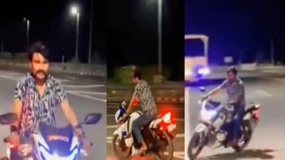 എക്സ്പ്രസ് വേയിൽ കോബ്രാ ബൈക്കുമായി പൊലീസുകാരന്റെ ഷോ, വീഡിയോ വൈറല്; അന്വേഷിച്ച് നടപടിയെടുക്കാൻ യുപി പൊലീസ്