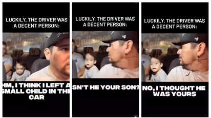 'ഹലോ, എന്‍റെ രണ്ട് വയസുകാരനായ മകന്‍ കാറിലുണ്ടോ?' ഫോണ്‍ വിളികേട്ട് തിരിഞ്ഞ് നോക്കിയ ഡ്രൈവ‍ർ കണ്ടത്, വീഡിയോ വൈറൽ
